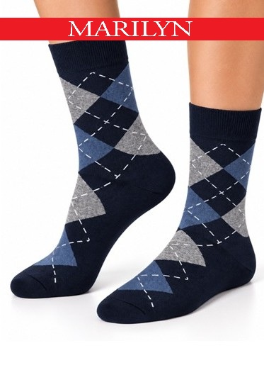 SKARPETY MARILYN MEN RHOMBUS BLUE/GREY