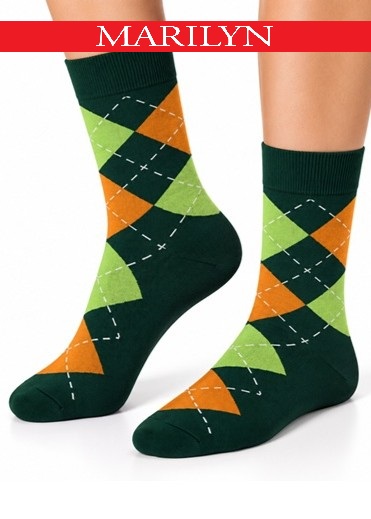 SKARPETY MARILYN MEN RHOMBUS GREEN/ORANGE