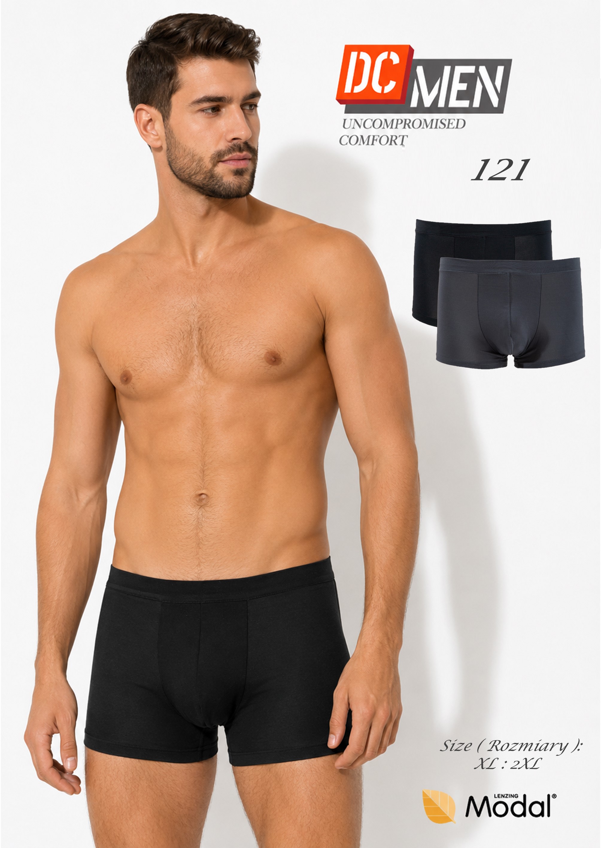SZORTY DC 121 MĘSKIE 2 PACK CZA/GRF