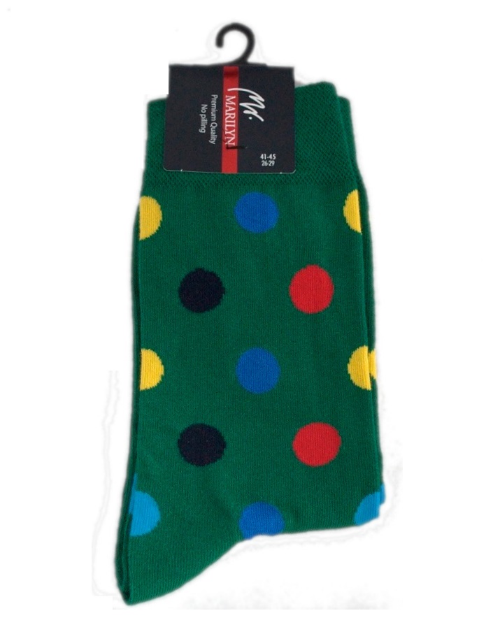 SKARPETY MARILYN MEN COLOR DOTS GREEN 41/45