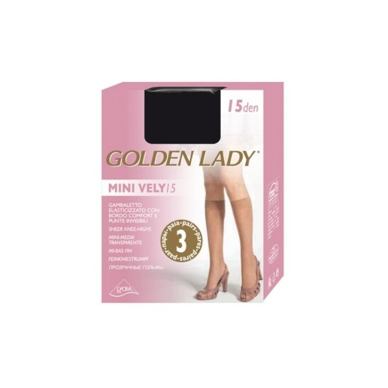 PODKOLANÓWKI GOLDEN LADY MINI VELY 3-PAK NERO