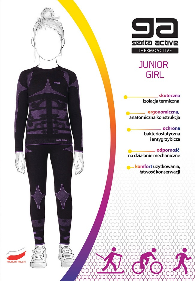 KOMPLET GATTA THERMO JUNIOR GIRL 134-140 czarny-fiolet