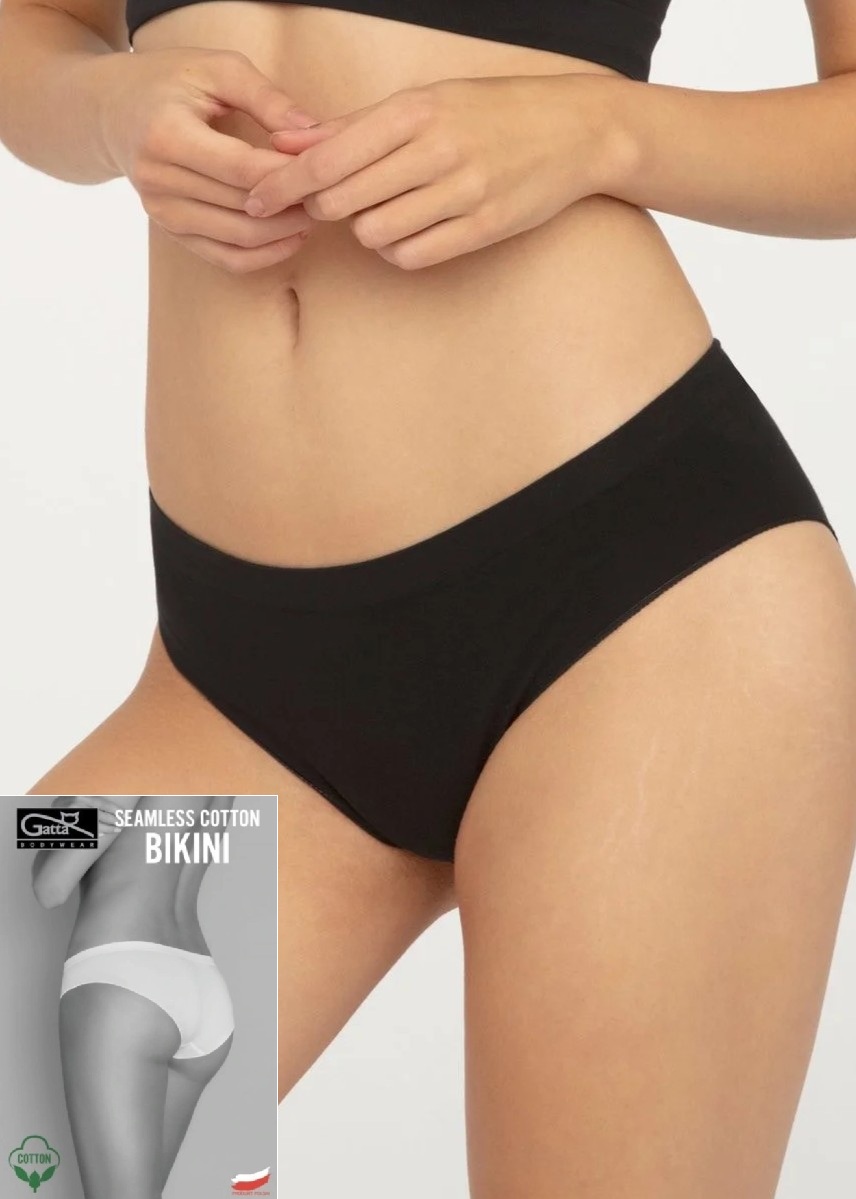 FIGI GATTA SEAMLESS COTTON BIKINI BLACK