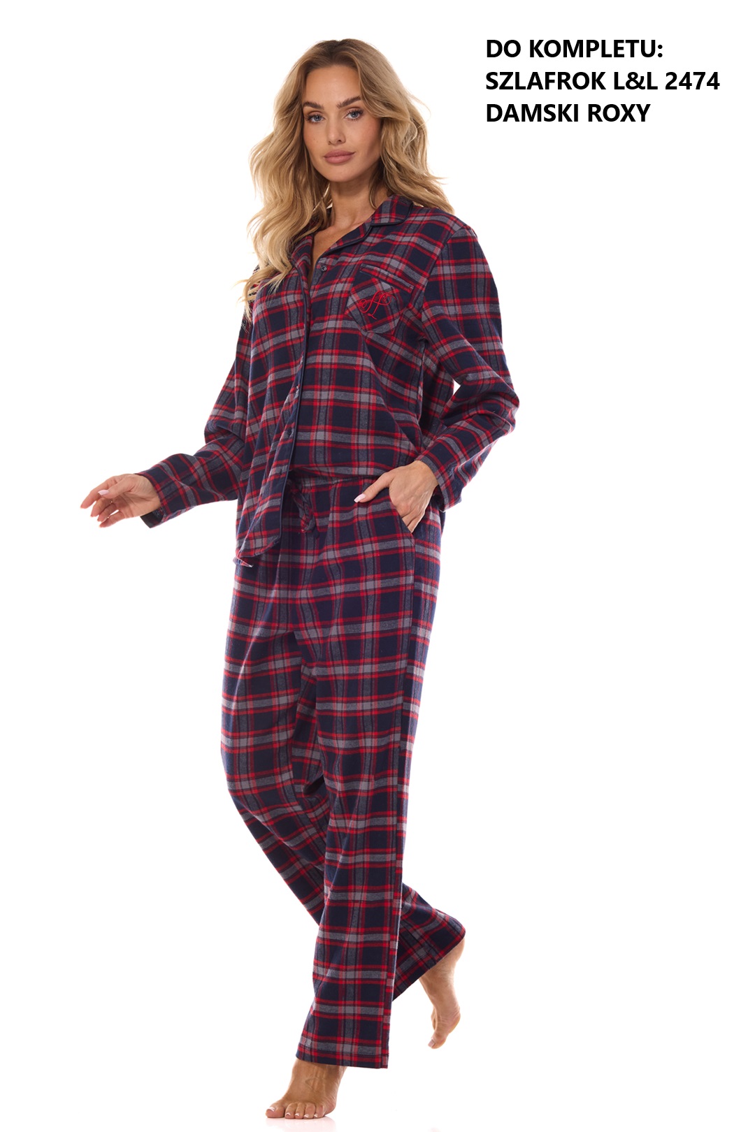 PIŻAMA L&L DAMSKA 2475 ROXY GRANAT /XL