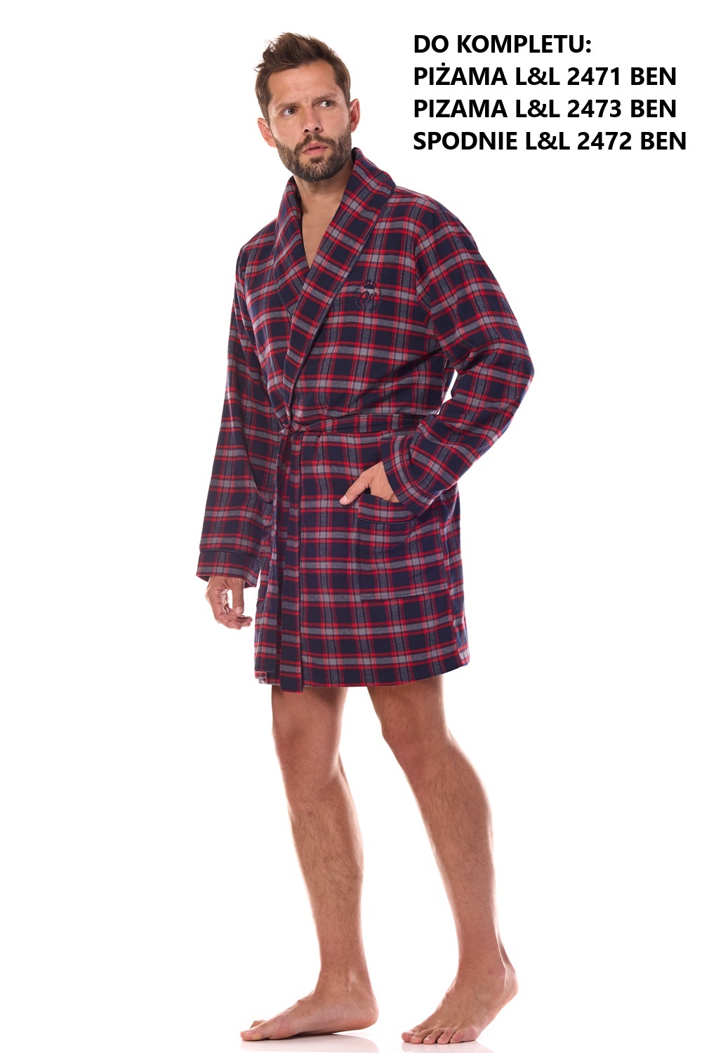 SZLAFROK L&L MĘSKI 2470 GRA /XL