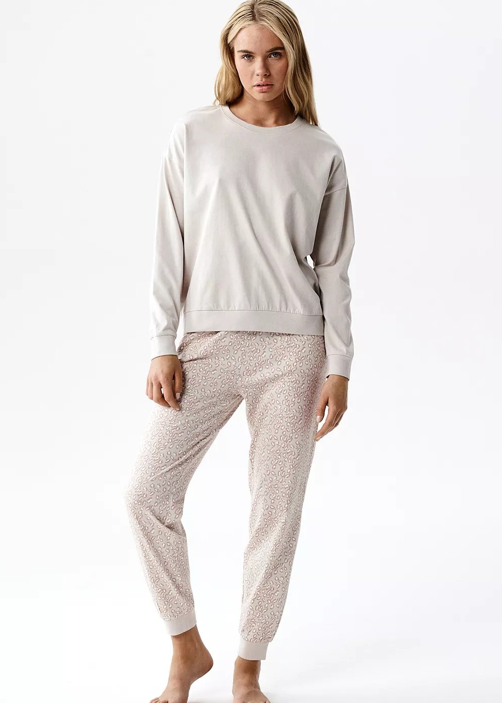 PIŻAMA ATLANTIC NLP-515 WL26 BEZJ/ROZ