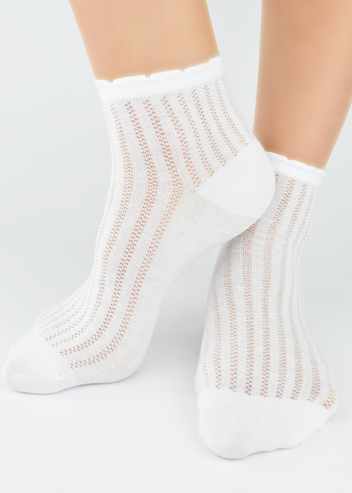 SKARPETY NOVITI SB120-G-01 ŻAKARD BIAŁE 39-42