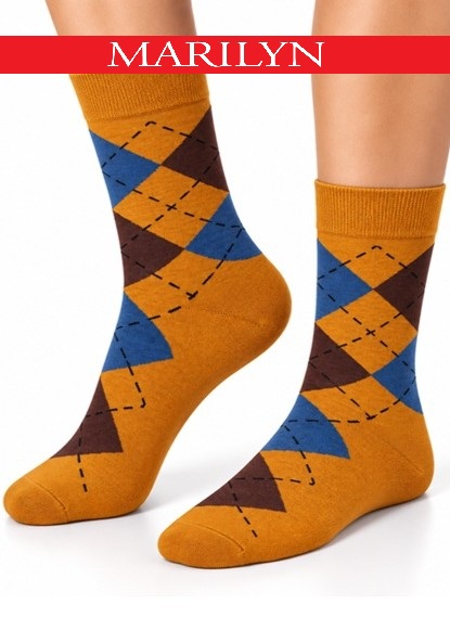 SKARPETY MARILYN MEN RHOMBUS YELLOW/BLUE
