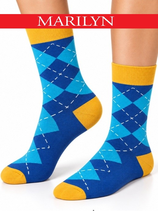 SKARPETY MARILYN MEN RHOMBUS ORANGE/BLUE