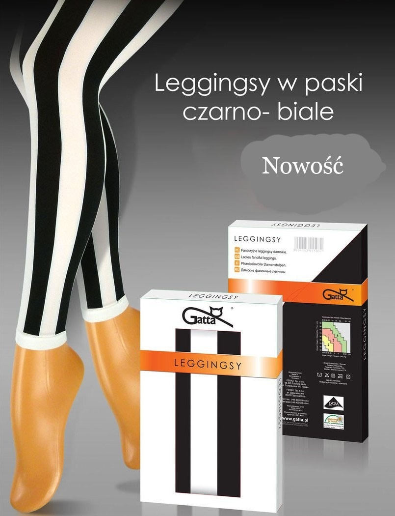 LEGGINSY GATTA LEGGINGS STRIPES 3 biały - czarny