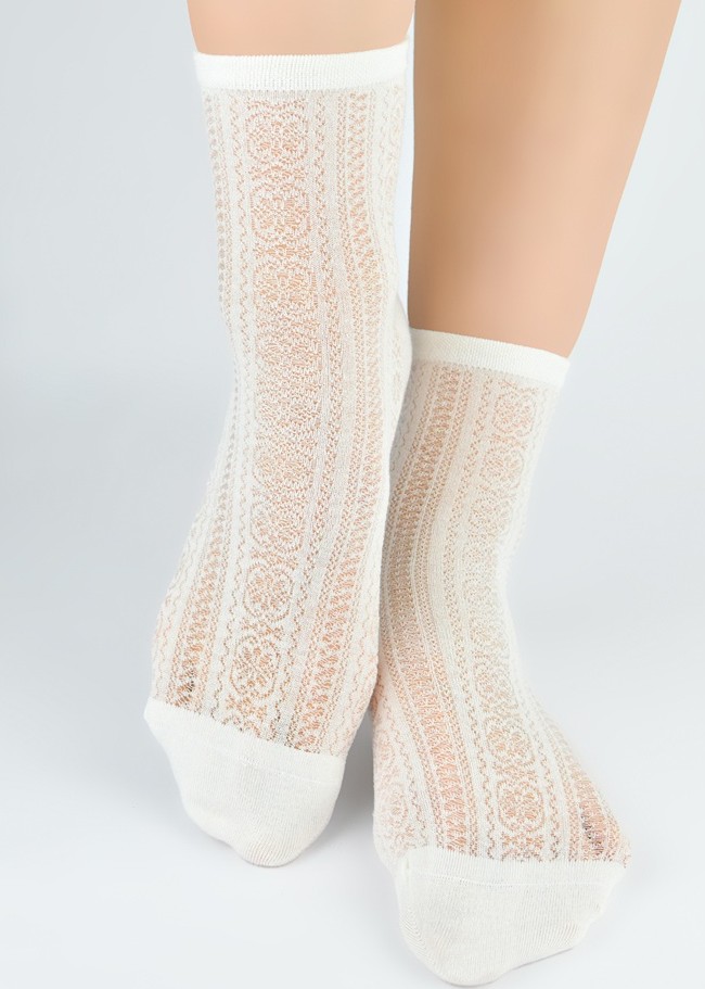 SKARPETY NOVITI SB167-W-01 JEDWAB ECRU 36-41