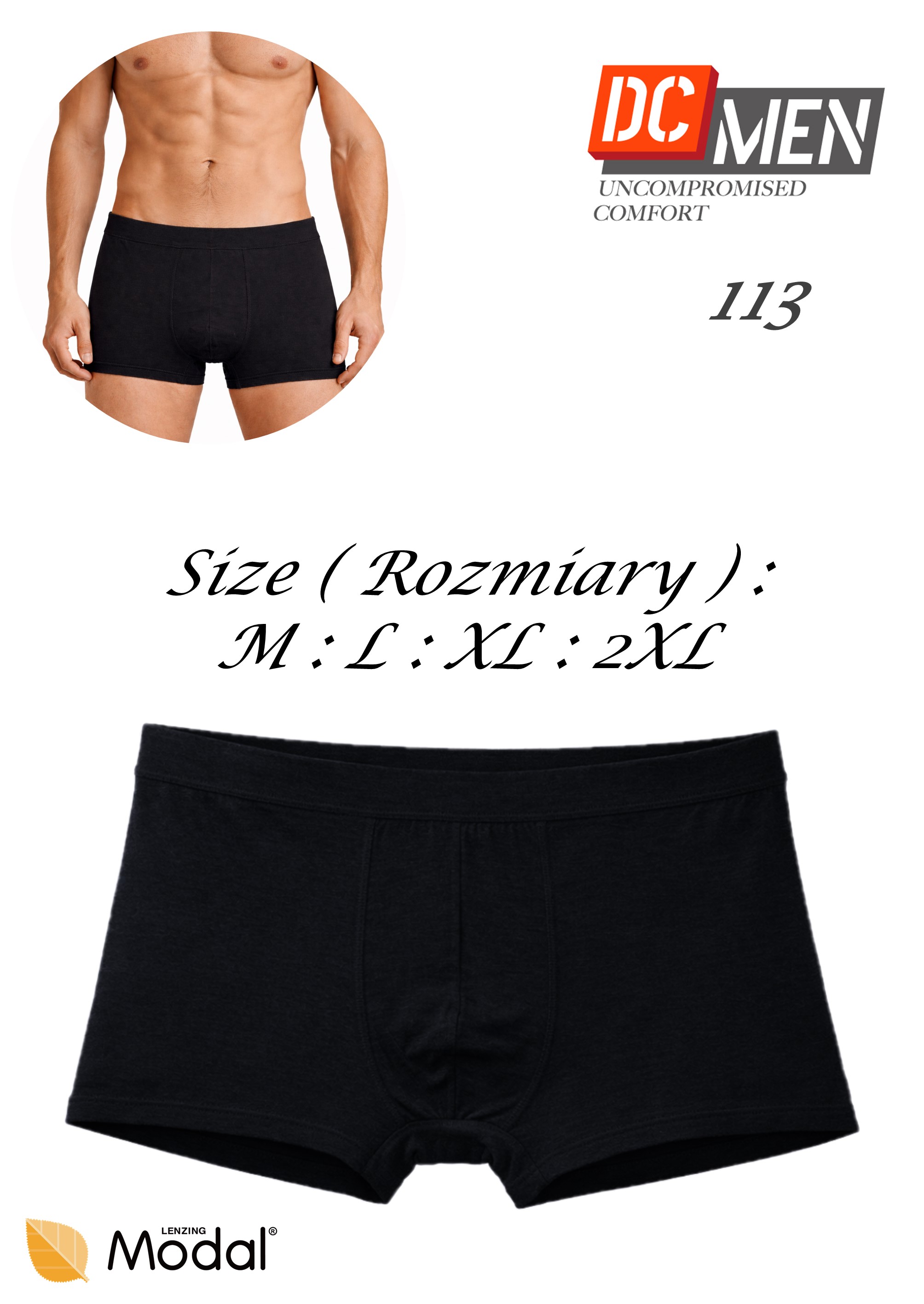 SZORTY DCMEN 113 MĘSKIE MODAL CZARNY